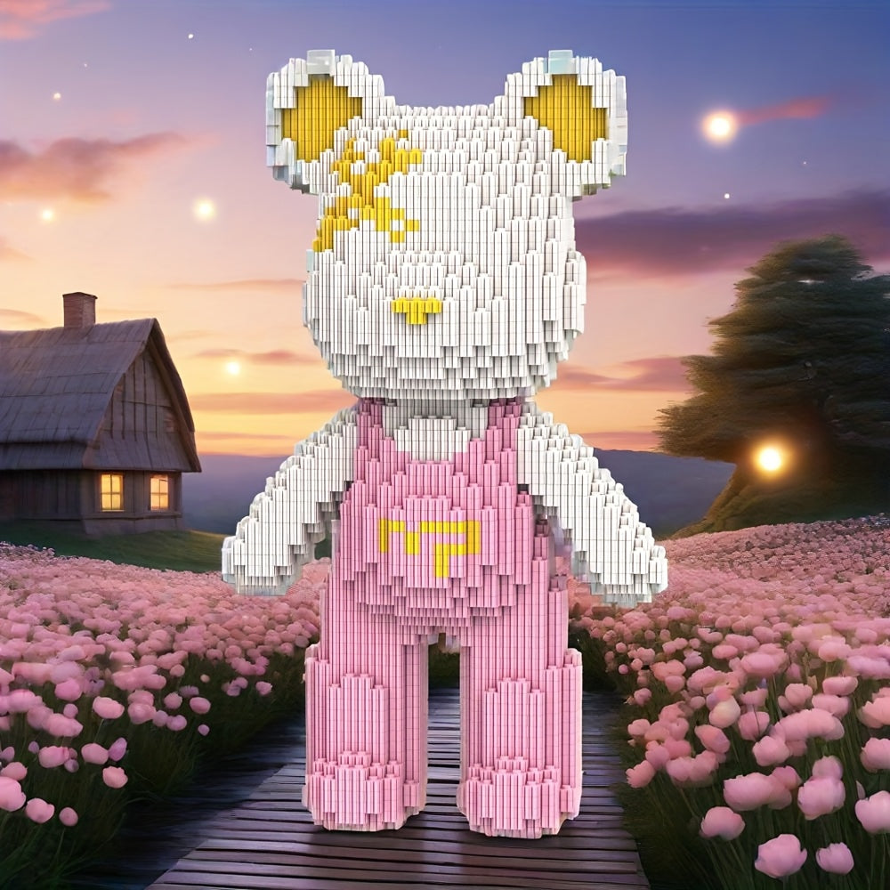 Bär mit rosa Latzhose | Bausteine
