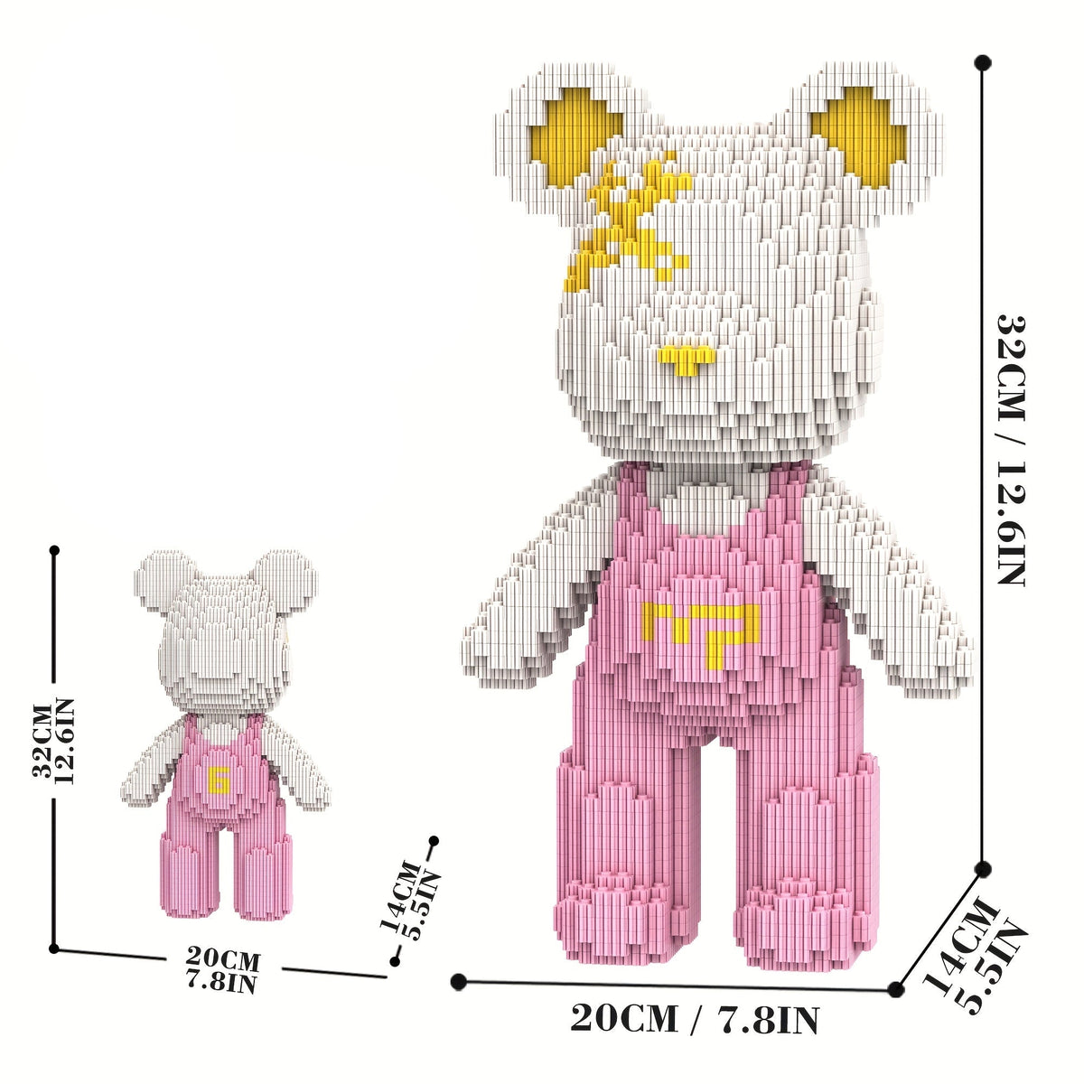 Bär mit rosa Latzhose | Bausteine