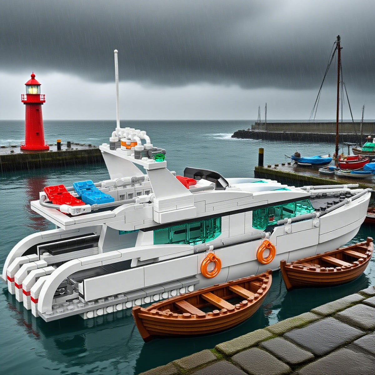 Weißes Delfin-Boot | Bausteine