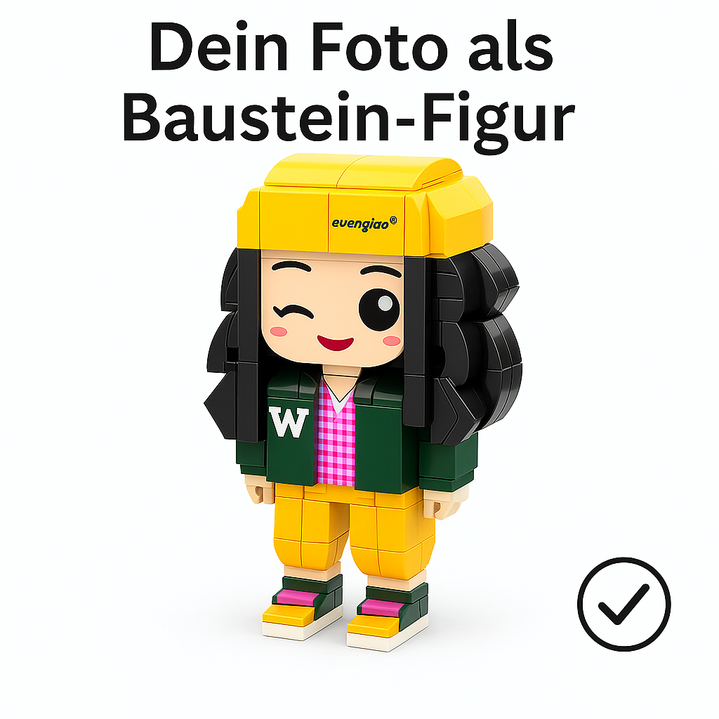 Eigenes Foto als Baustein-Figur – 1 Person personalisiert | Bausteine