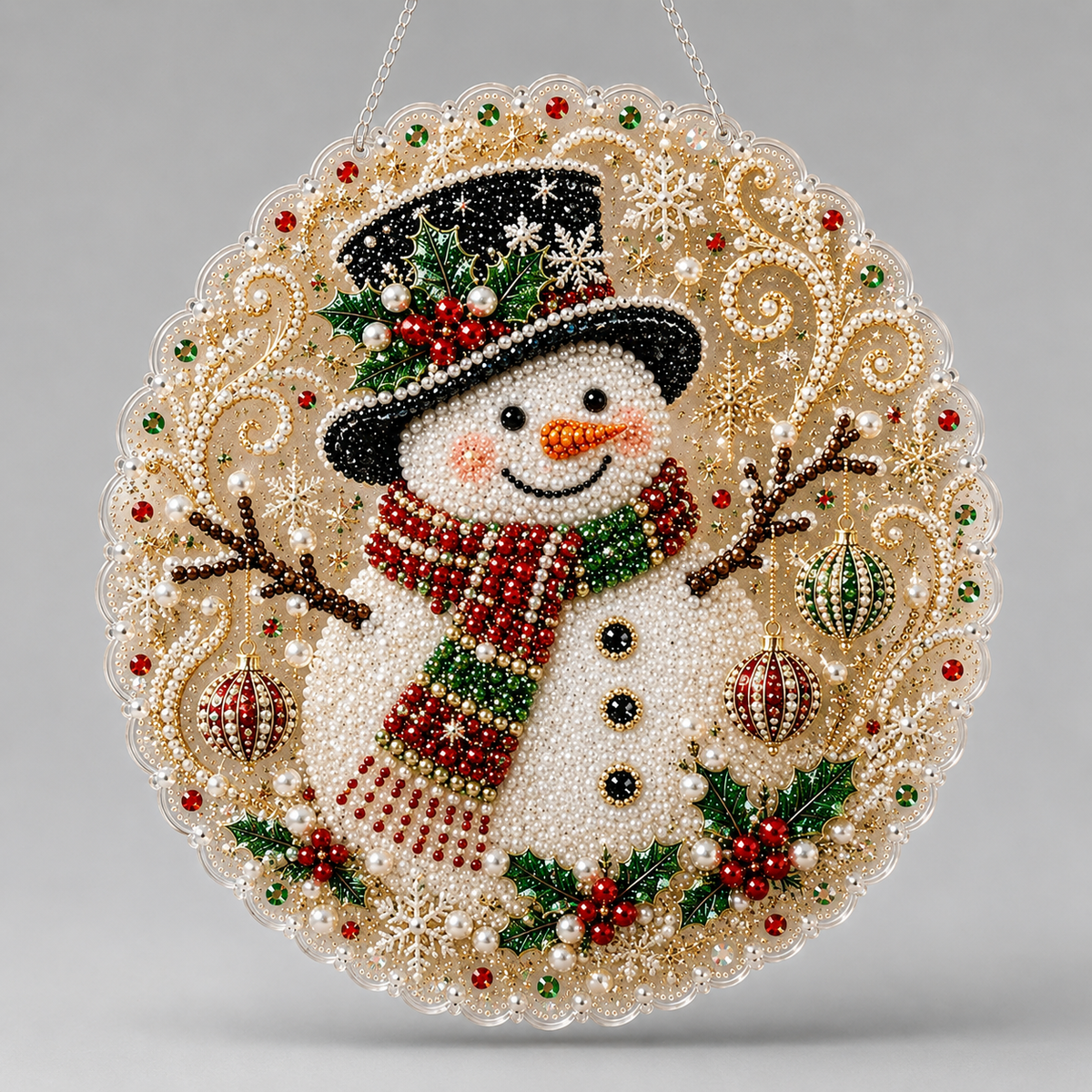 Weihnachtsanhänger | Schneemann | Diamond Painting