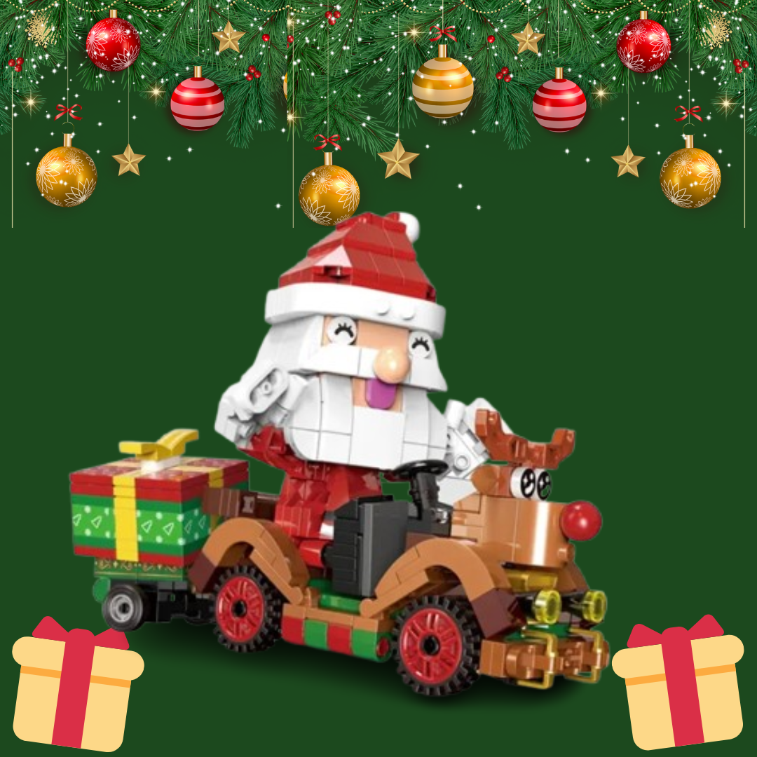 Weihnachtsmann auf Auto | Bausteine