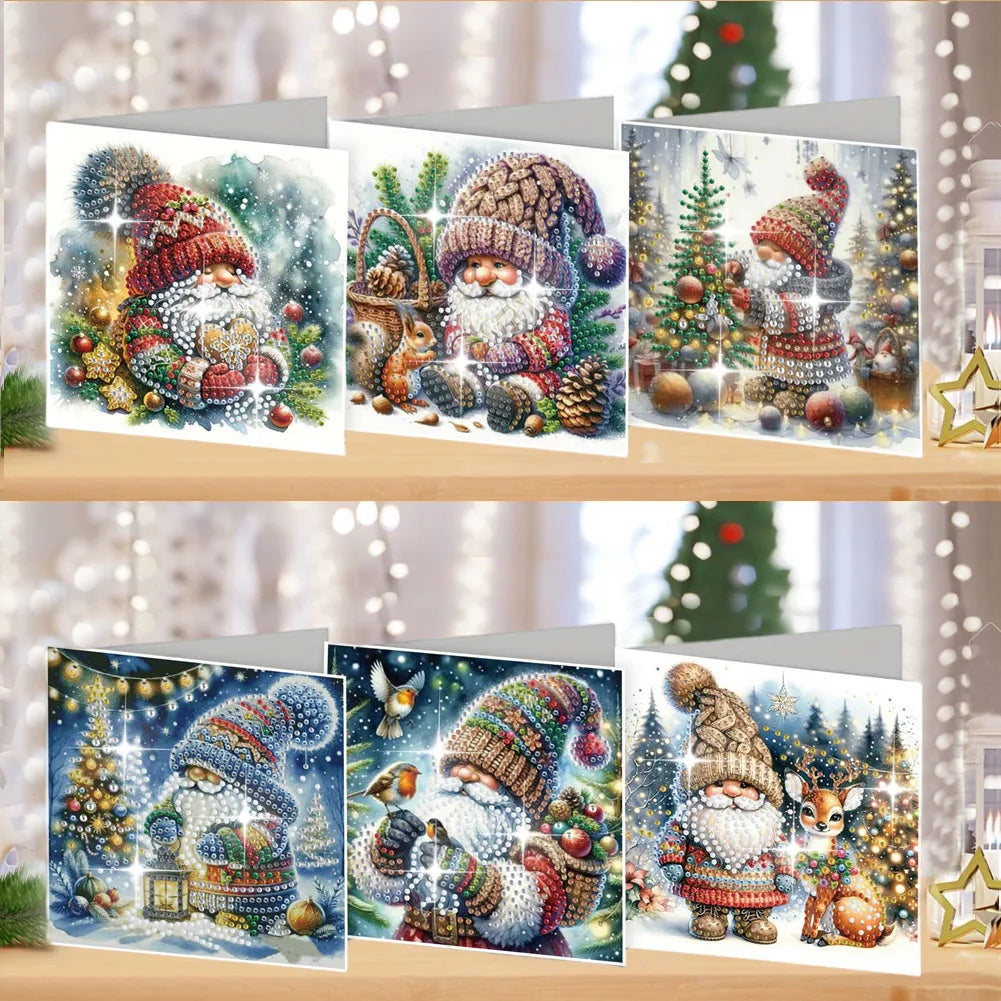 Weihnachtskarten Set mit Warmen Winterfiguren | 6 Stück | Diamond Painting