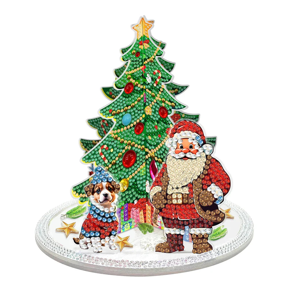3D Weihnachtsmann bei Weihnachtsbaum | Diamond Painting