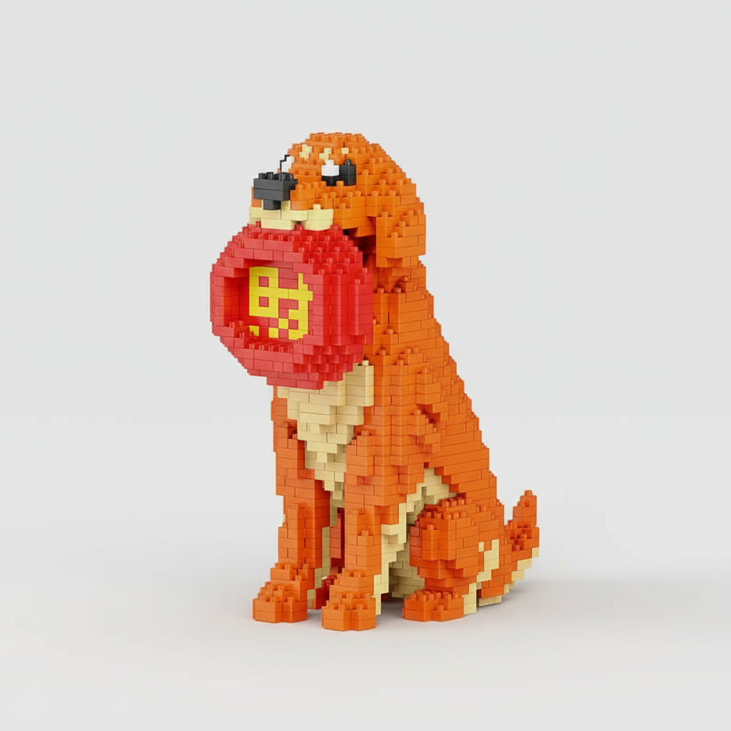 Hund mit Frisbee | Bausteine