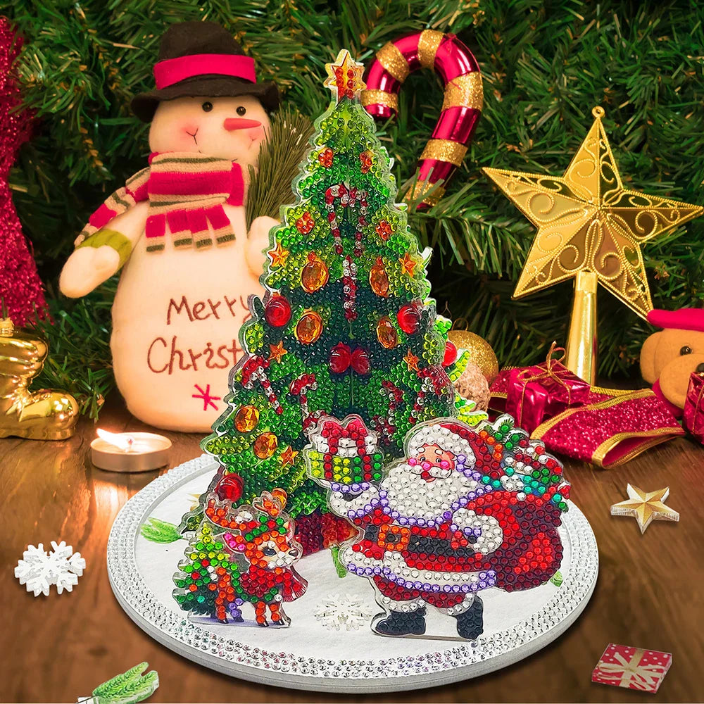3D Weihnachtsmann bei Weihnachtsbaum | Diamond Painting