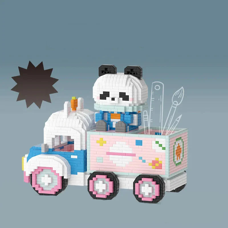 Panda im Zug | Stiftehalter | Bausteine