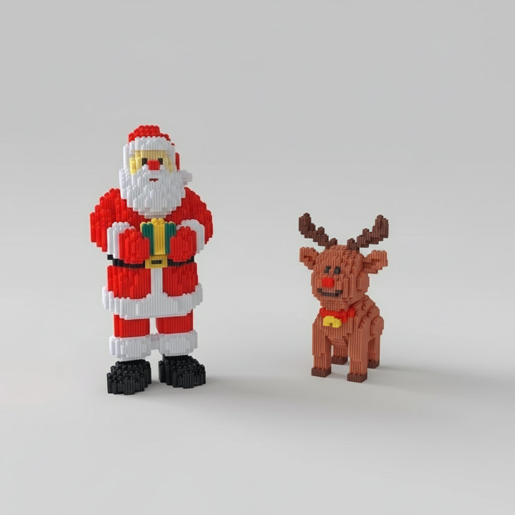 Weihnachtsmann mit Geschenk | Bausteine