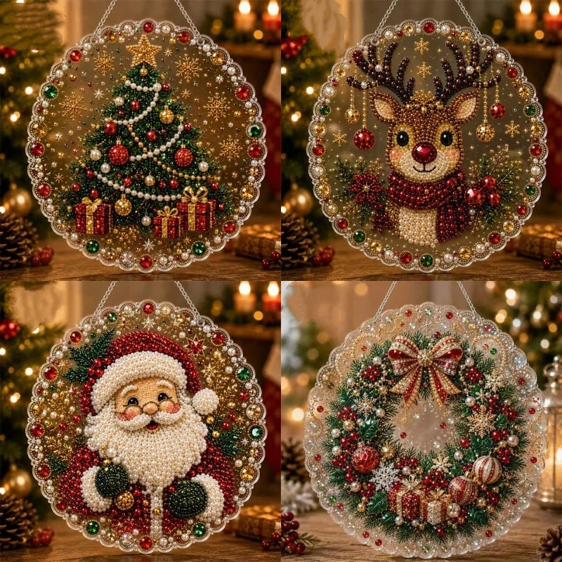 Weihnachtsanhänger | Weihnachtskranz | Diamond Painting