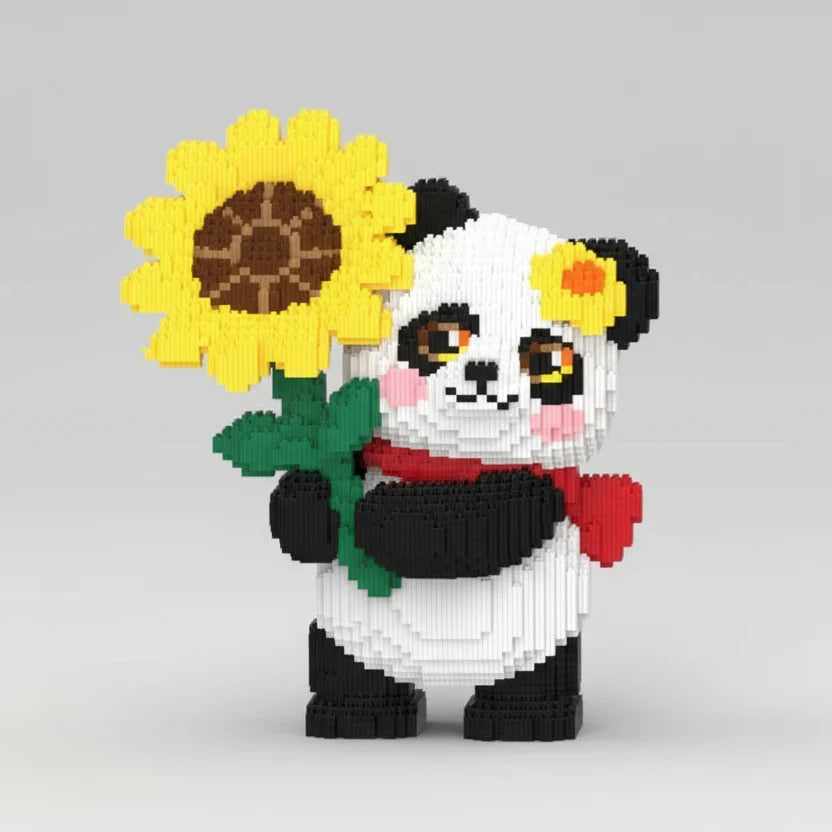 Mega Panda mit Sonnenblume | Bausteine
