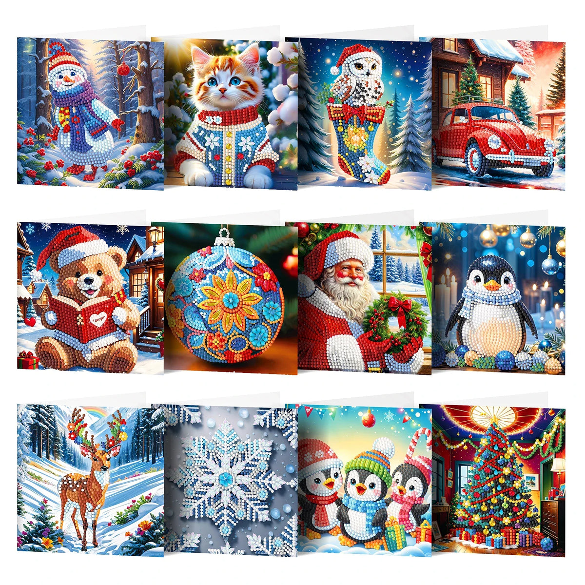 Weihnachtskarten | 12 Stück | Diamond Painting