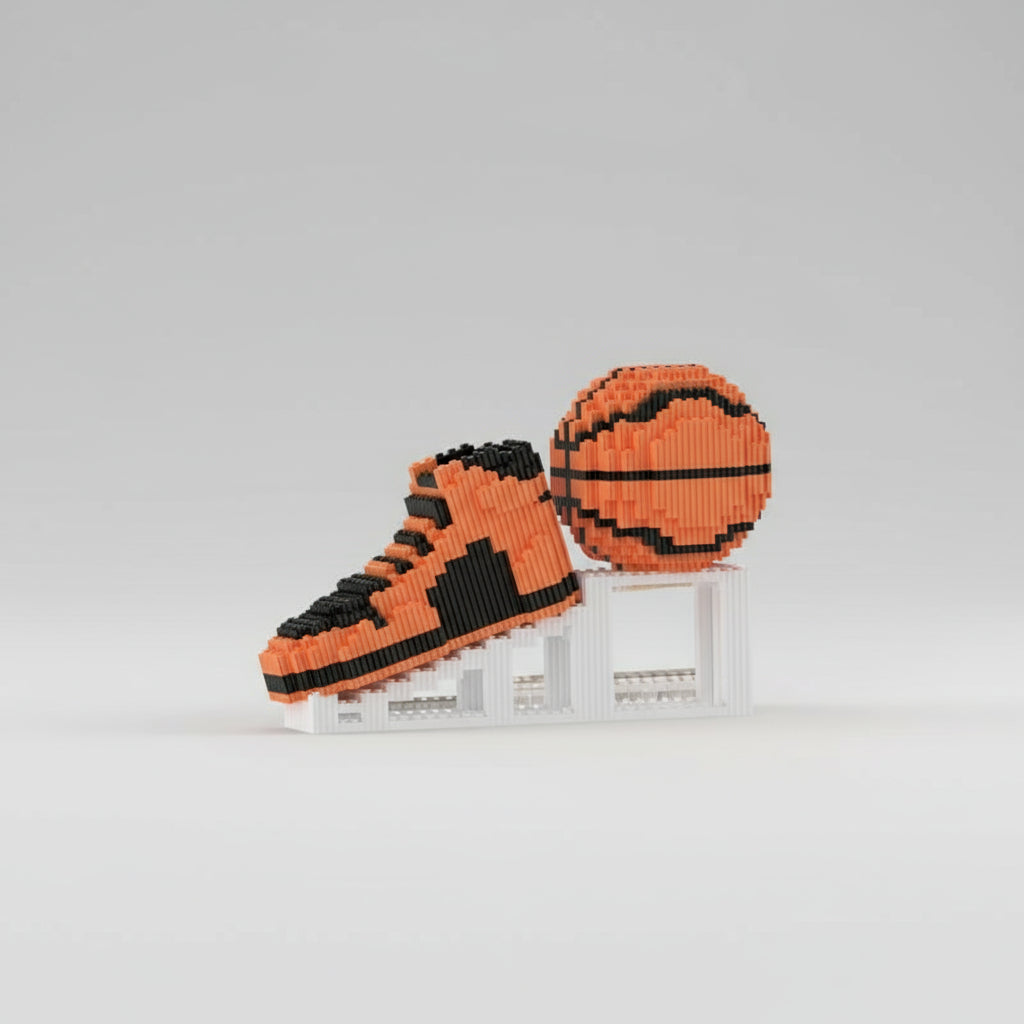 Orangen Basketball-Schuh & Ball | Bausteine