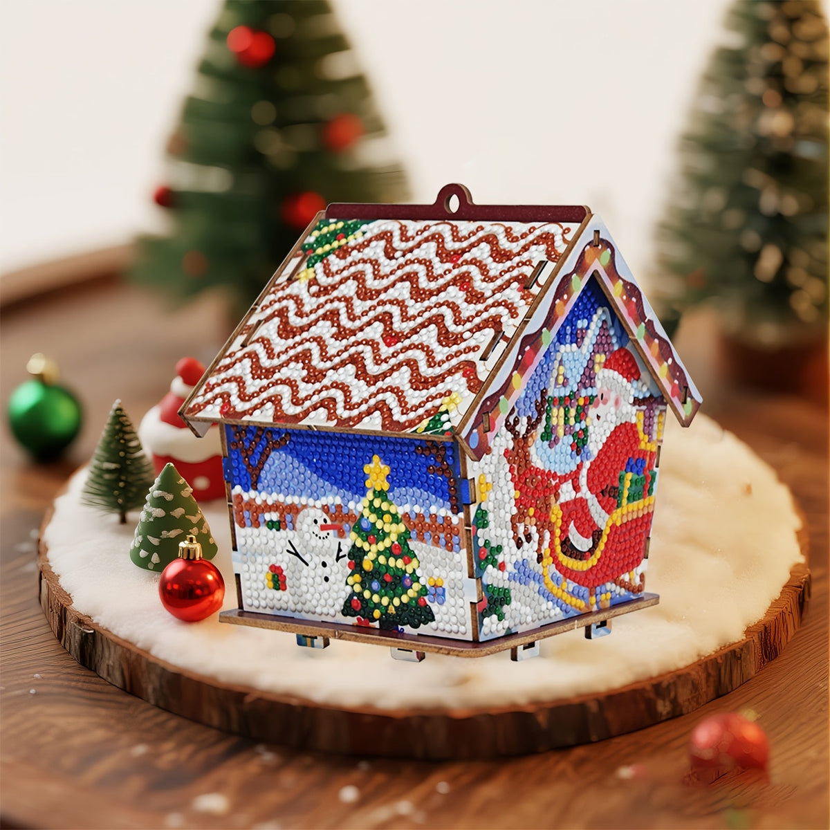 Weihnachtshäuschen | Anhänger für den Baum | Diamond Painting