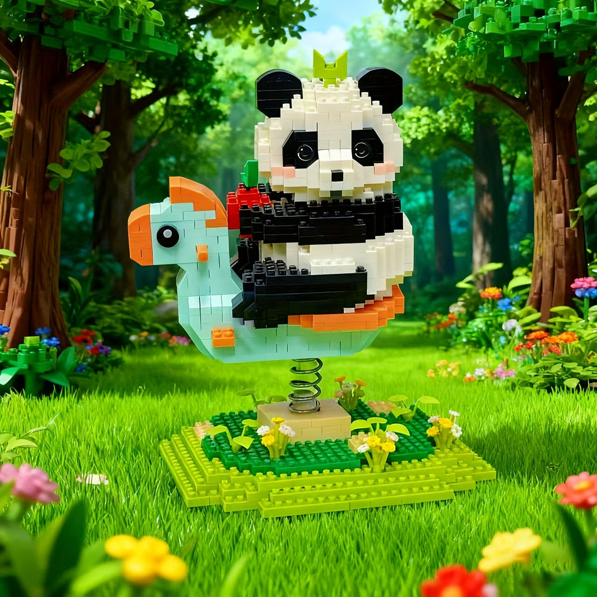 Panda auf der Wippe | Bausteine