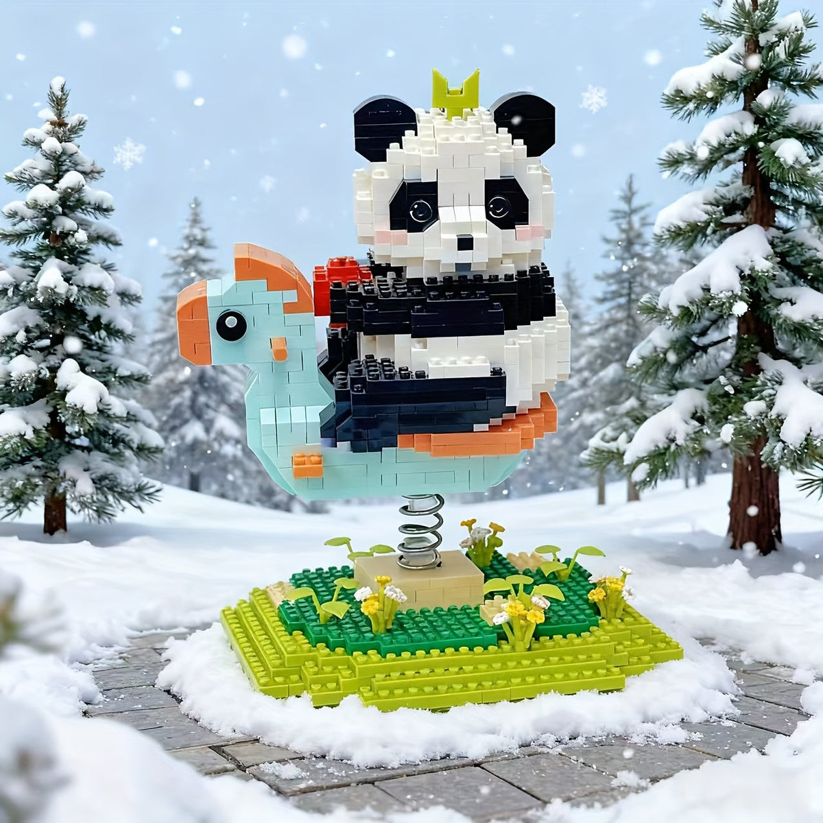 Panda auf der Wippe | Bausteine