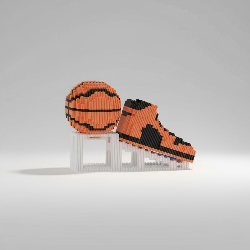 Orangen Basketball-Schuh & Ball | Bausteine