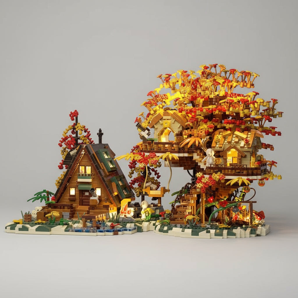 Herbsthaus mit Baumhaus | Bausteine