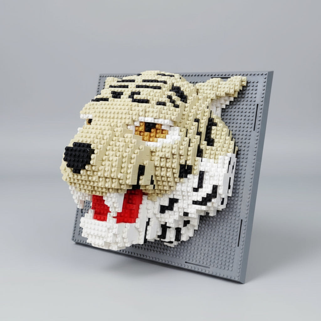 Tiger auf Bauplatte | Bausteine