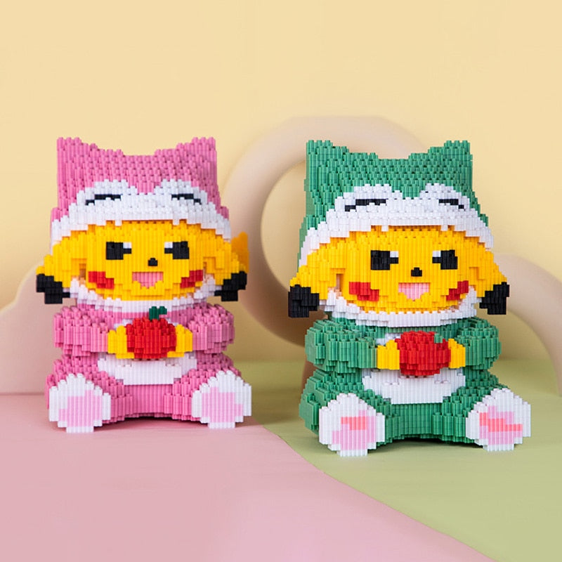 gelbes Blitzmonster mit Apfel | Bausteine