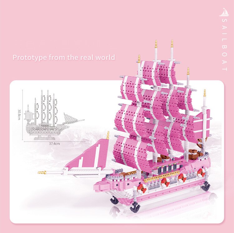 Rosa Segelboot | Bausteine