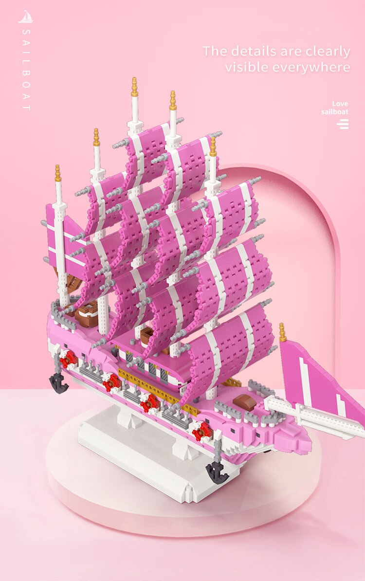 Rosa Segelboot | Bausteine