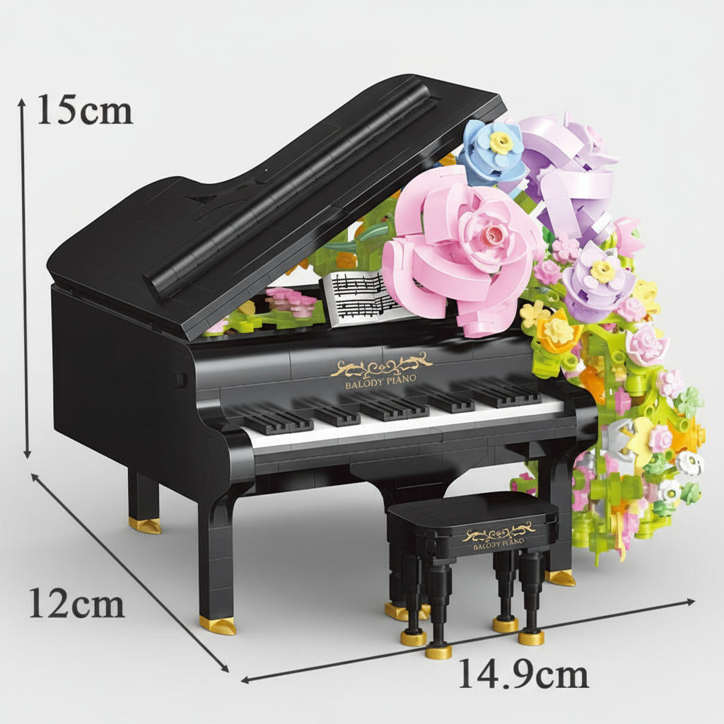 Klavier mit Blumen | Bausteine