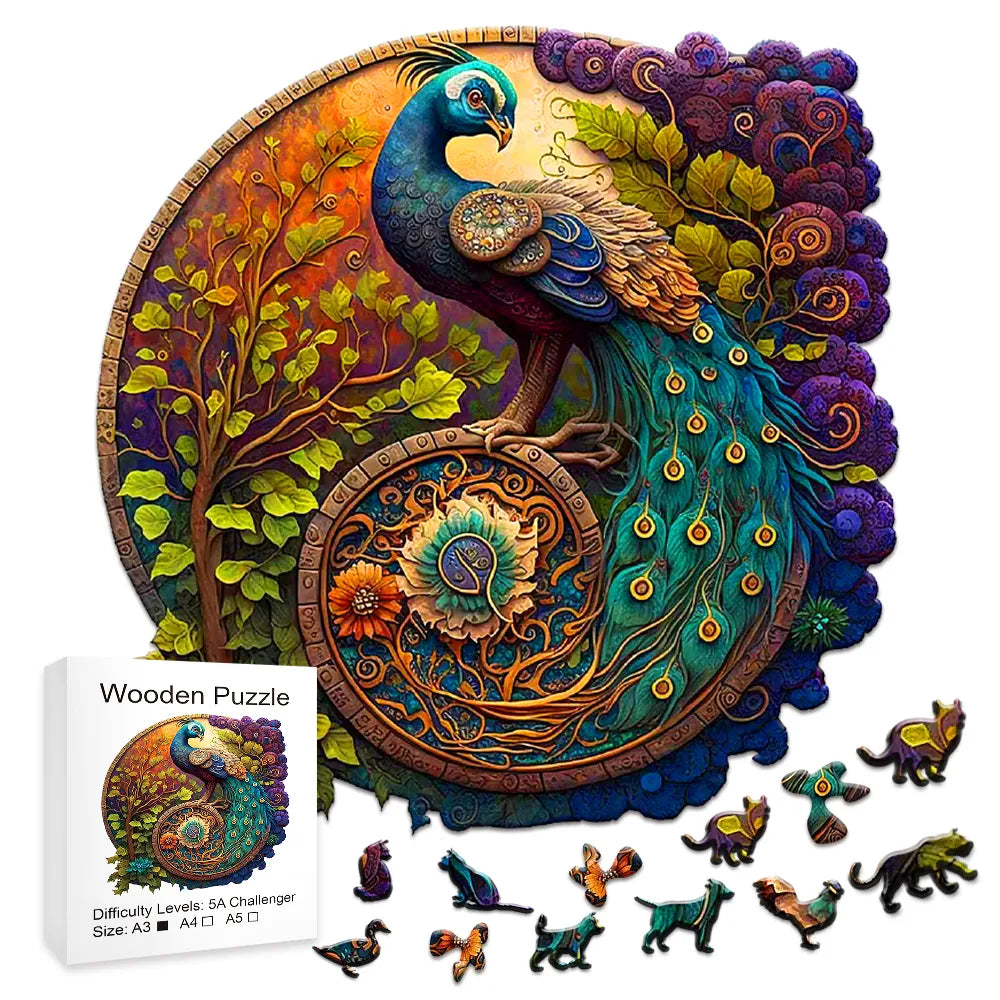 Schöner Pfau | 2D Holzpuzzle