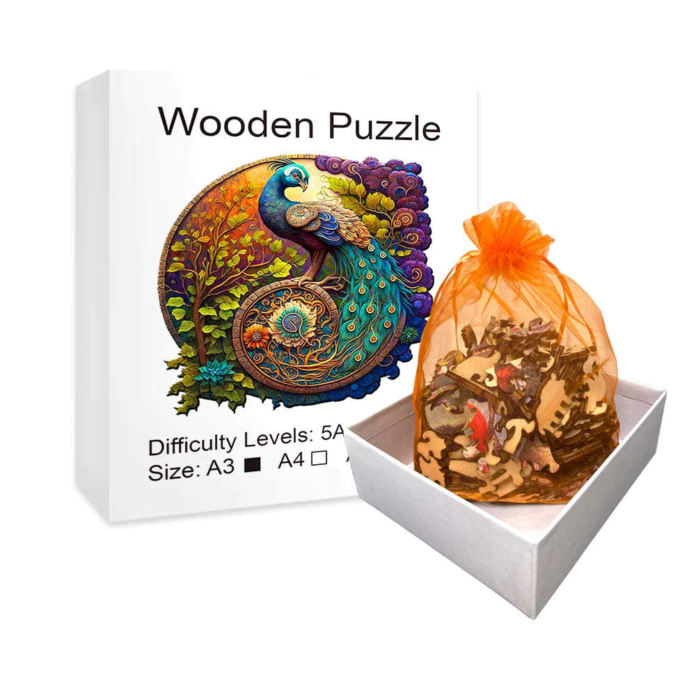 Schöner Pfau | 2D Holzpuzzle