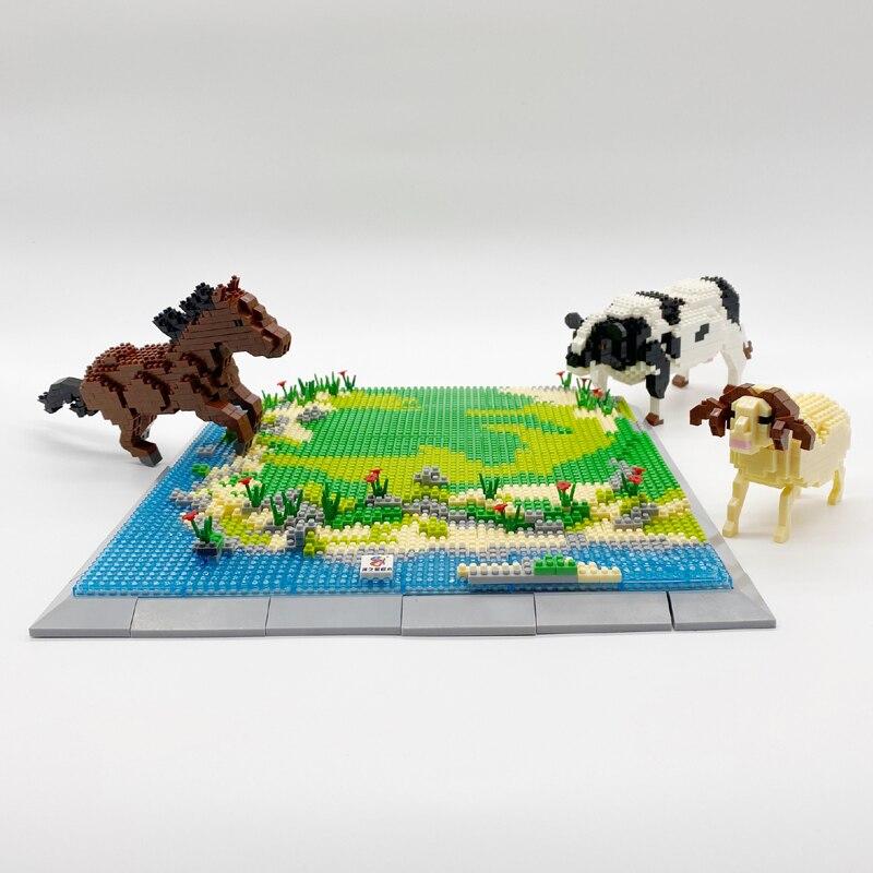 Pferd, Kuh und Schaf auf der Weide | Bausteine