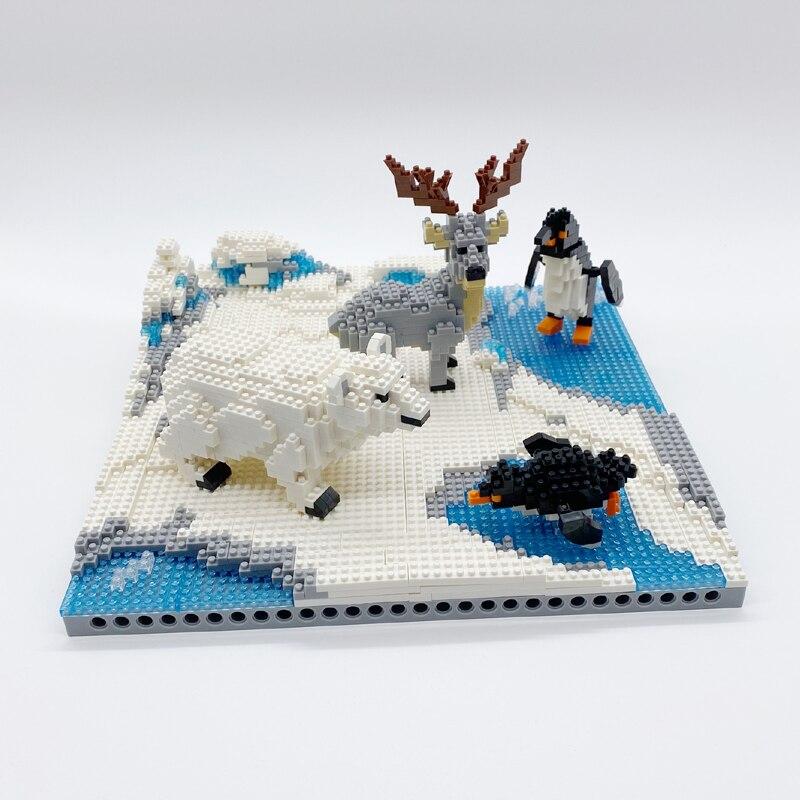 Pinguine, Rehe und Eisbären auf dem Eis | Bausteine