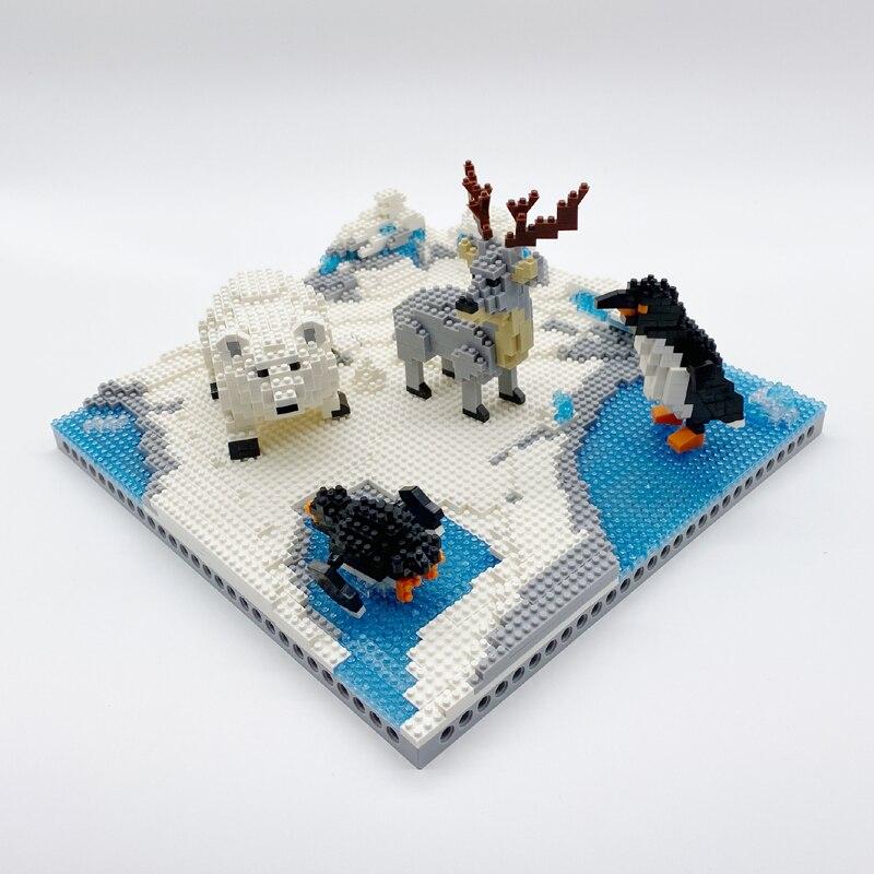Pinguine, Rehe und Eisbären auf dem Eis | Bausteine