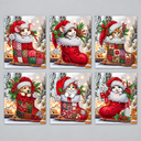 Weihnachtskarten mit Tieren in Socken | 6 Stück | Diamond Painting