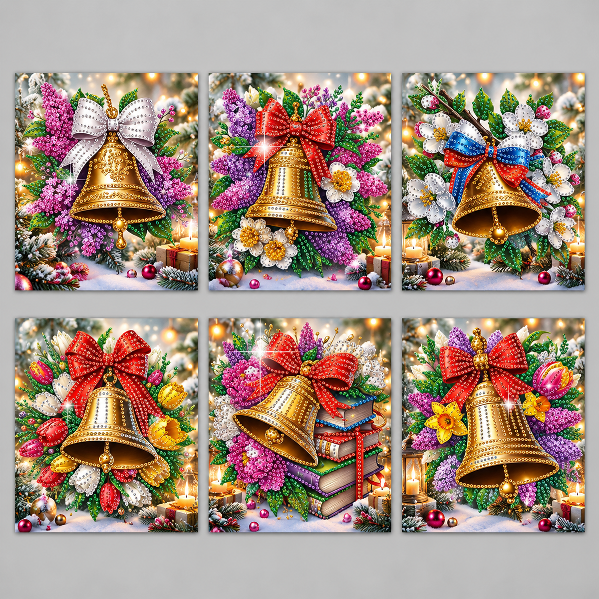 Weihnachtsglocken-Karten | 6 Stück | Diamond Painting
