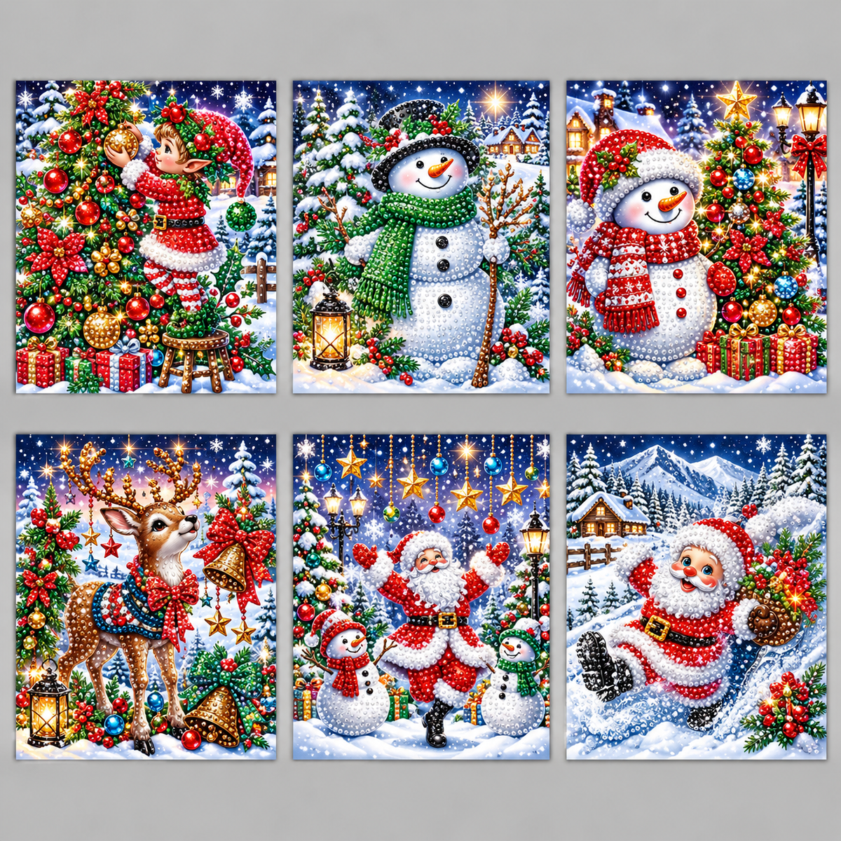 Fröhliche Weihnachtskarten | 6 Stück | Diamond Painting