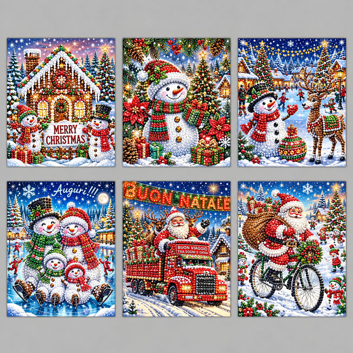 Weihnachtskarten-Mix | 6 Stück | Diamond Painting