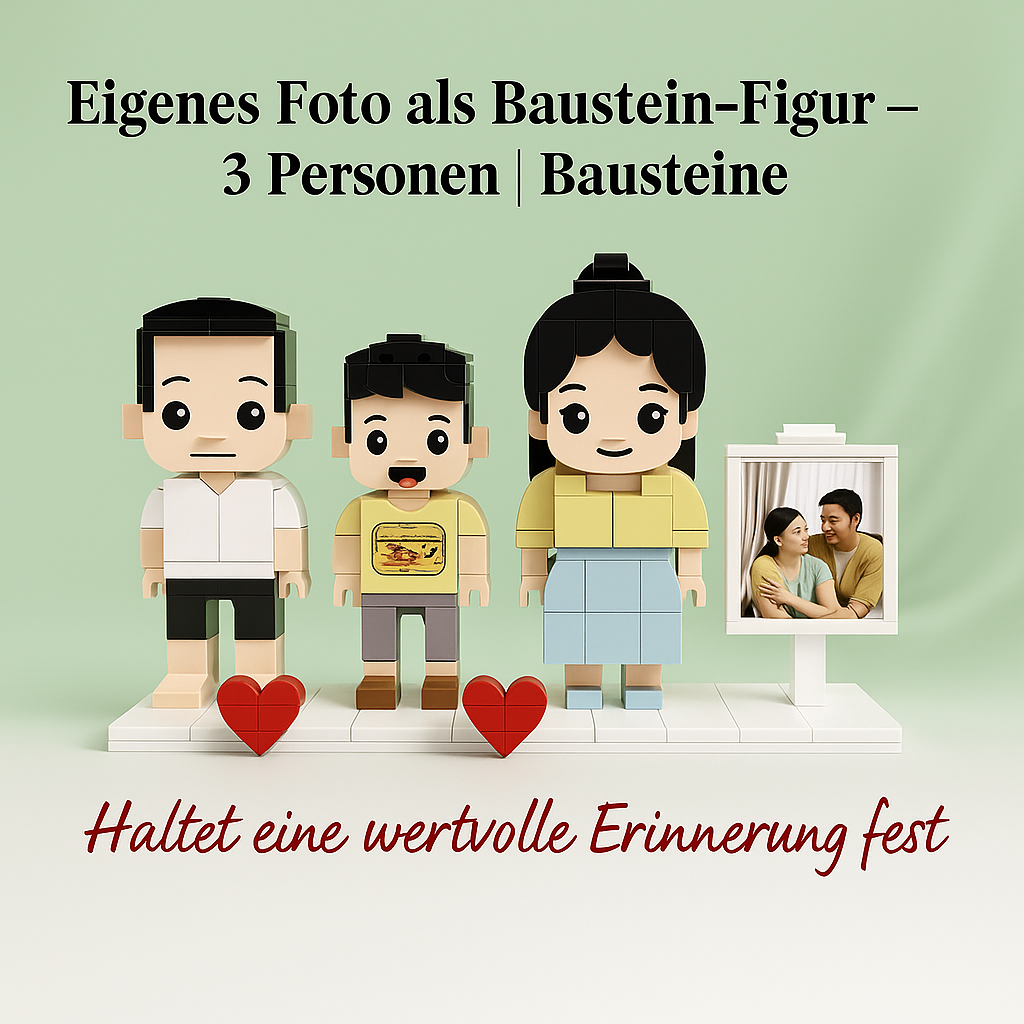 Eigenes Foto als Baustein-Figur – 3 Personen | Bausteine