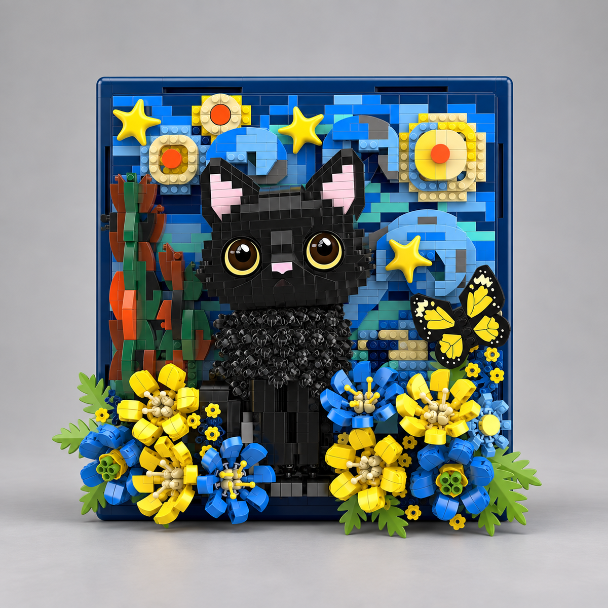 Katze auf 3D-Gemälde | Bausteine