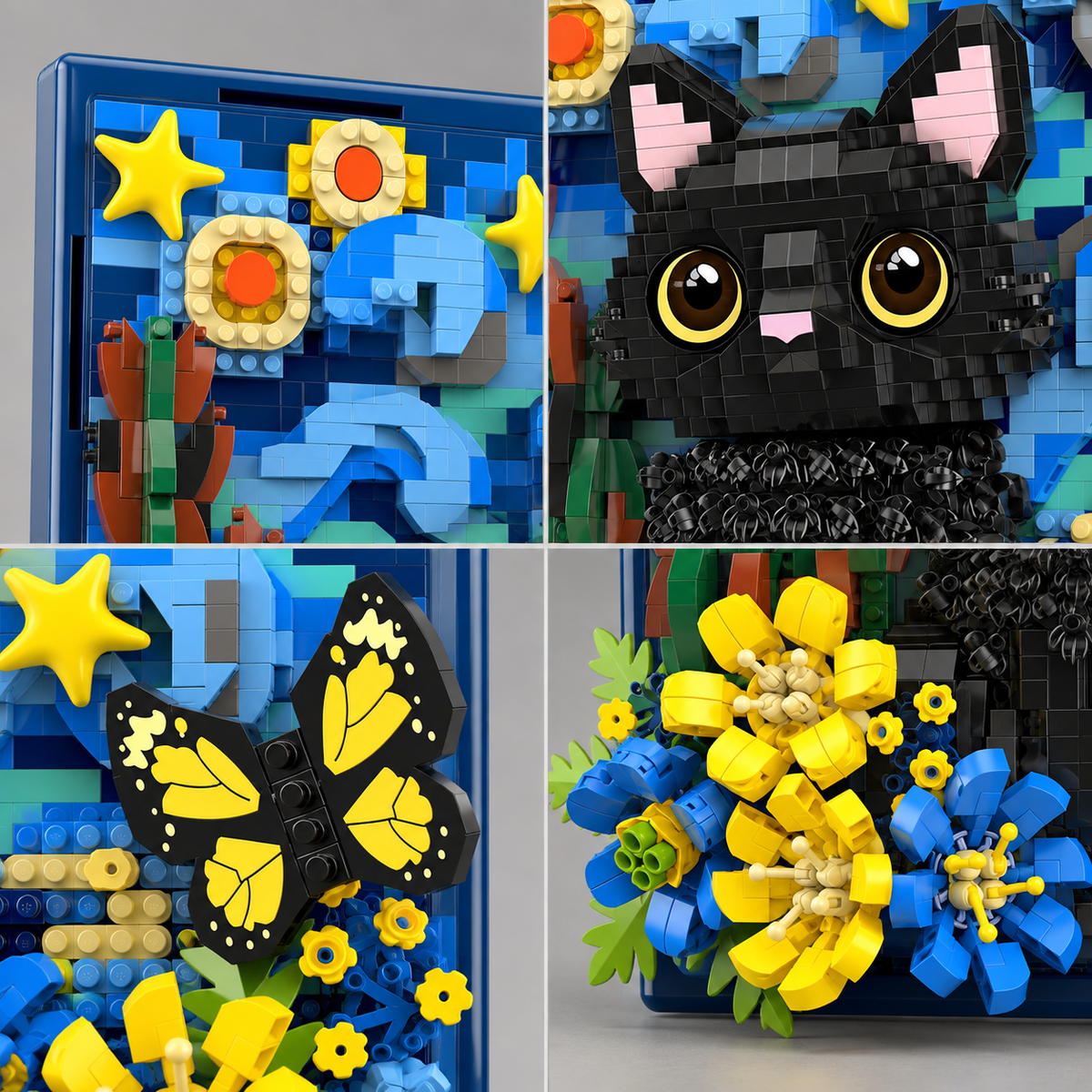 Katze auf 3D-Gemälde | Bausteine