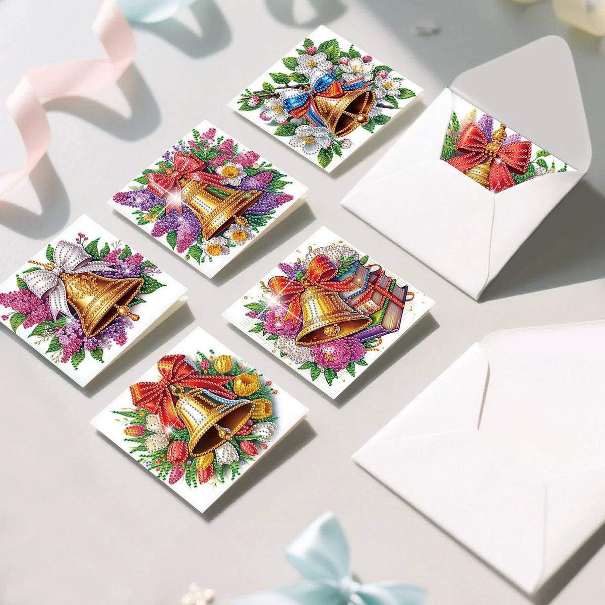 Weihnachtsglocken-Karten | 6 Stück | Diamond Painting