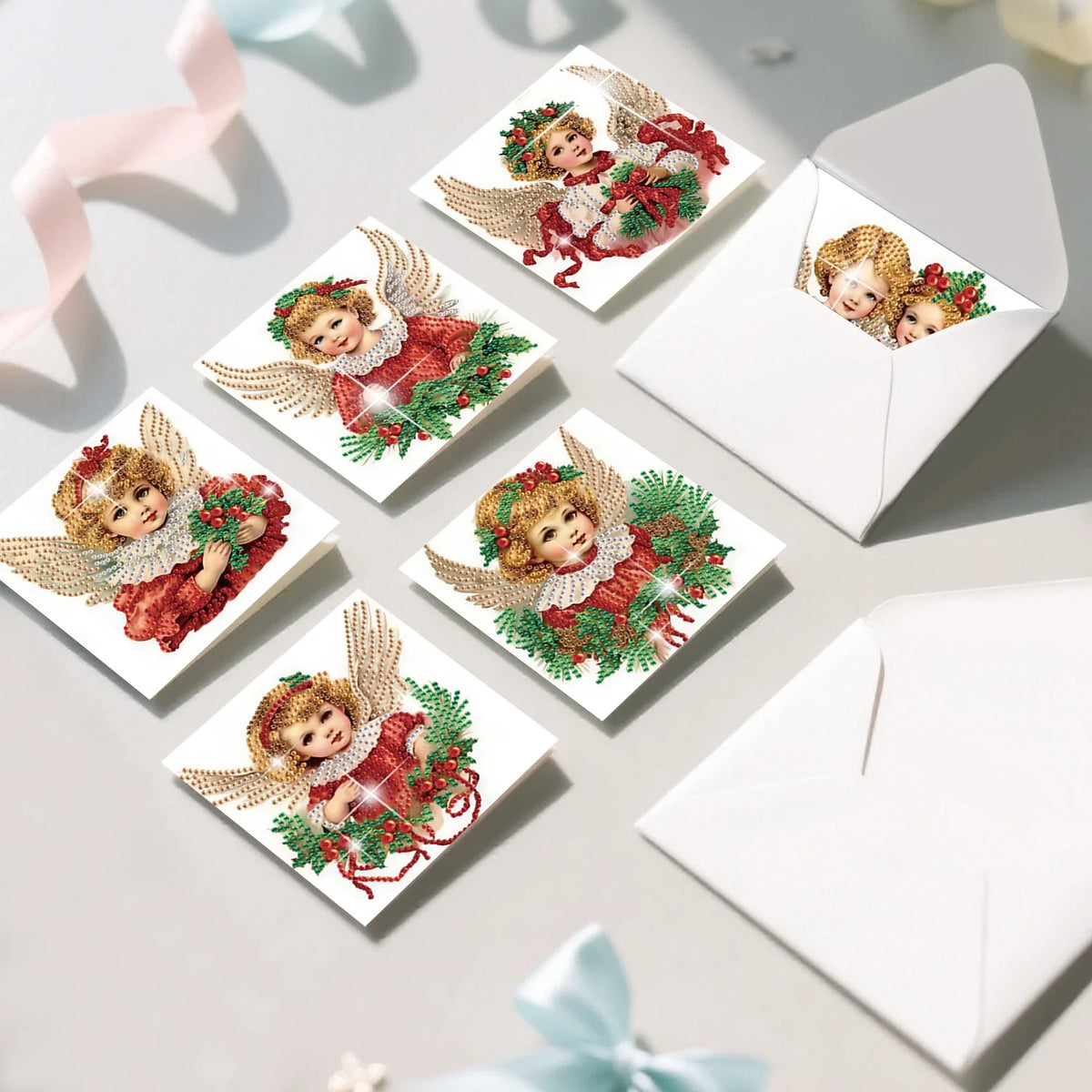 Weihnachtsengel-Karten | 6 Stück | Diamond Painting