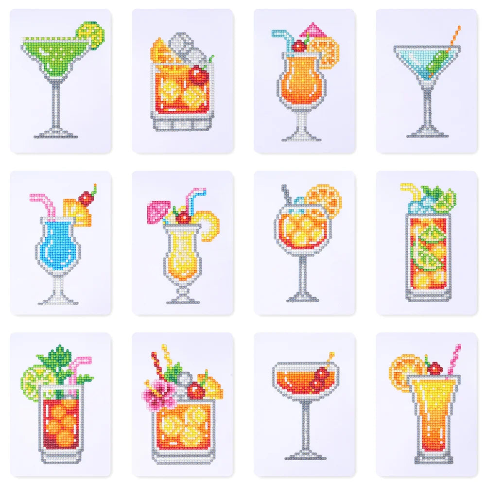 12 Mini Diamond Paintings | Cocktails | Diamond Painting