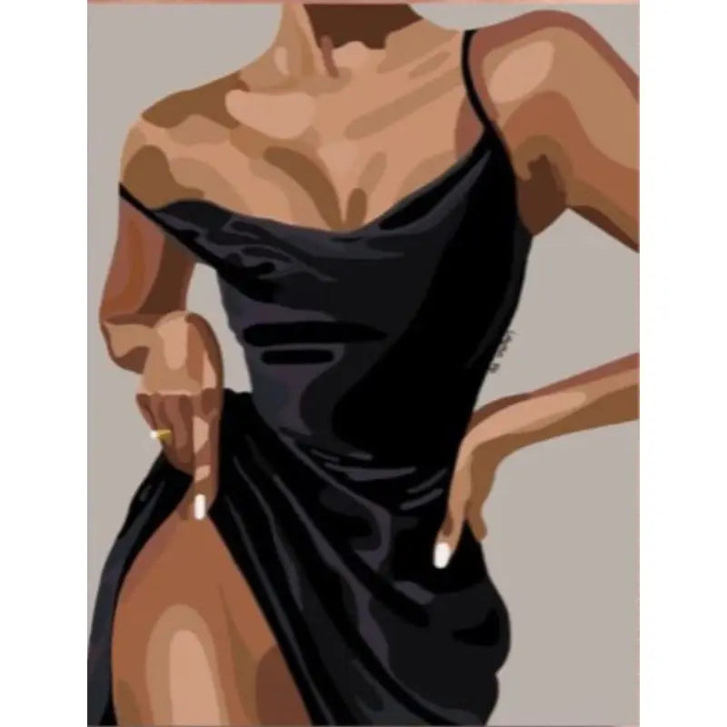 Elegante Frau im Kleid | Malen nach Zahlen
