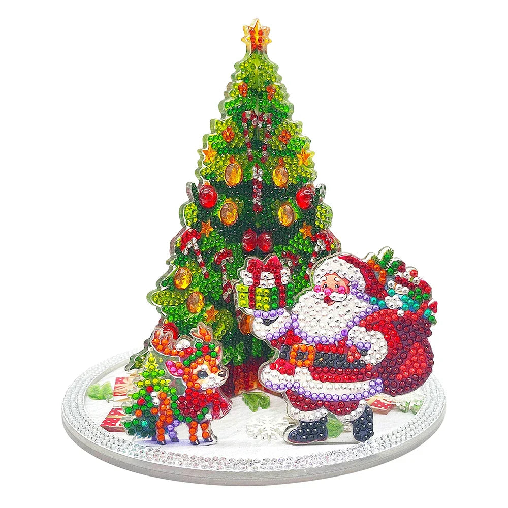 3D Weihnachtsmann bei Weihnachtsbaum | Diamond Painting