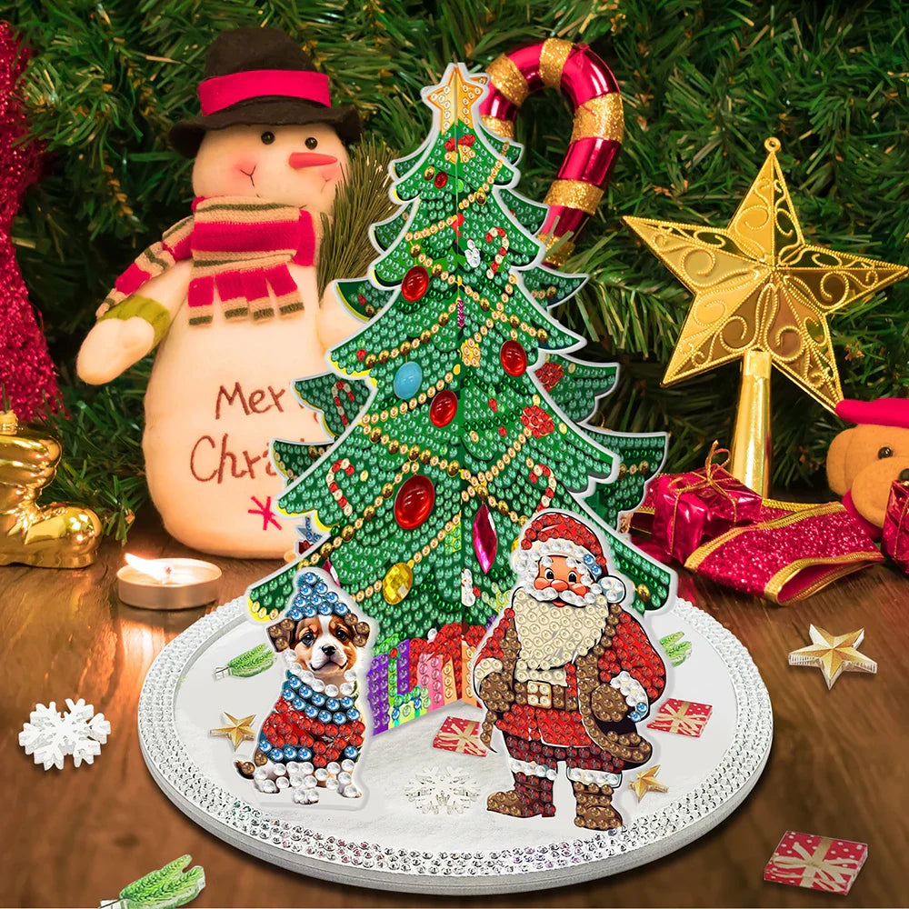 3D Weihnachtsmann bei Weihnachtsbaum | Diamond Painting