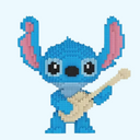 Niedliches blaues Wesen mit Gitarre | Bausteine