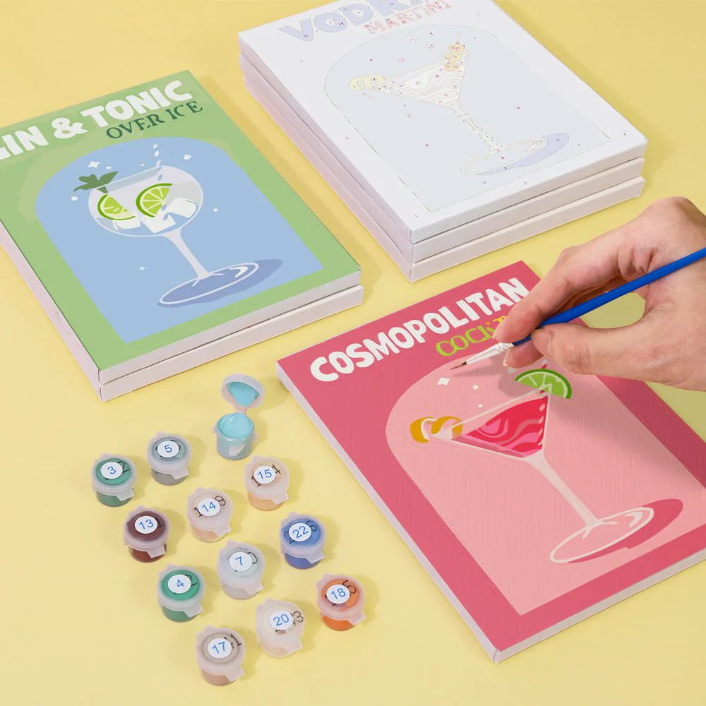 6 Mini-Gemälde | Bunte Cocktail-Kollektion | Malen nach Zahlen