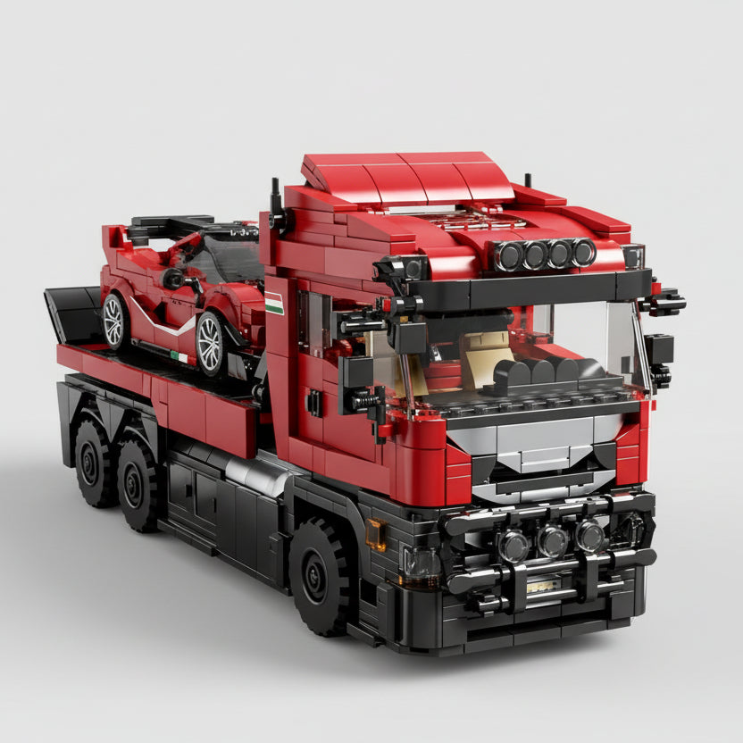 Trailer mit Supersportwagen | Bausteine