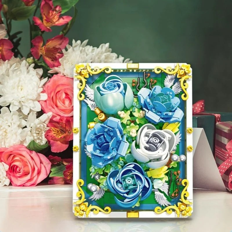 blaues Rosenbild  | Bausteine