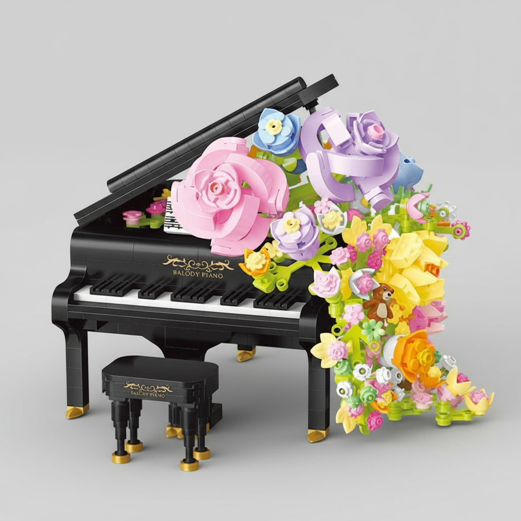 Klavier mit Blumen  | Bausteine