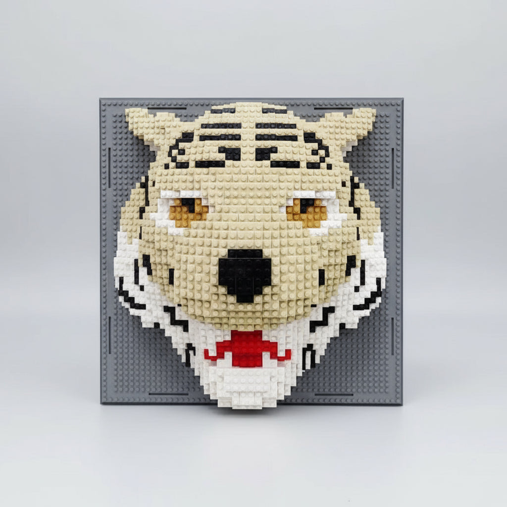 Tiger auf Bauplatte  | Bausteine